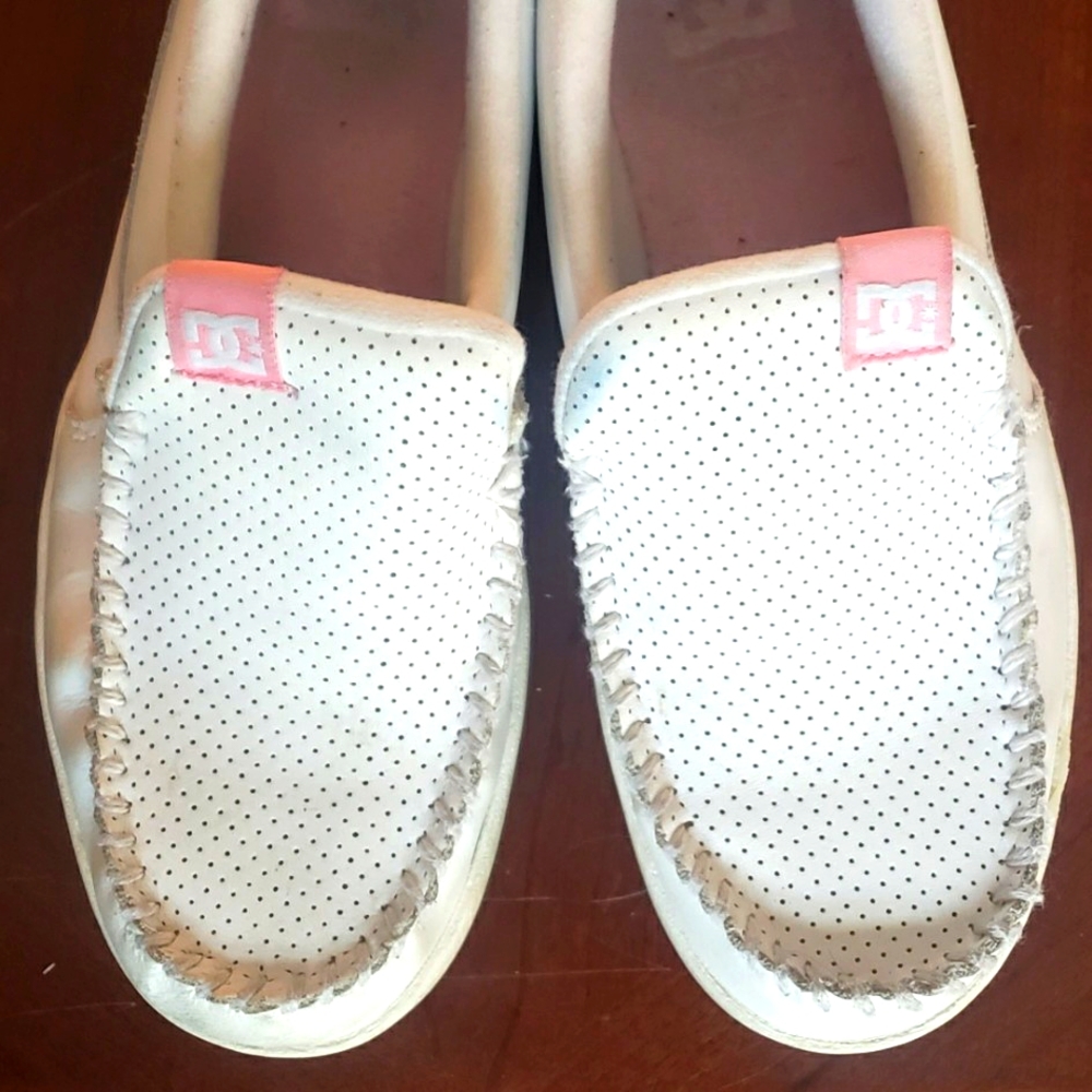 White Leather DC Loafers